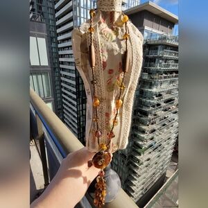 Brown/bronze glass and acrylic boho beaded necklace